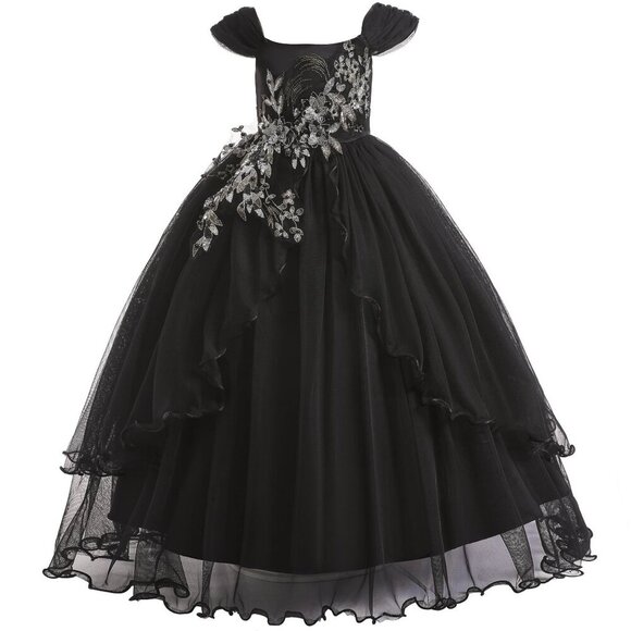 Weileenice Junior Lace Dress Black Embroidery Big Girl Formal Pageant (170) age - Picture 1 of 1